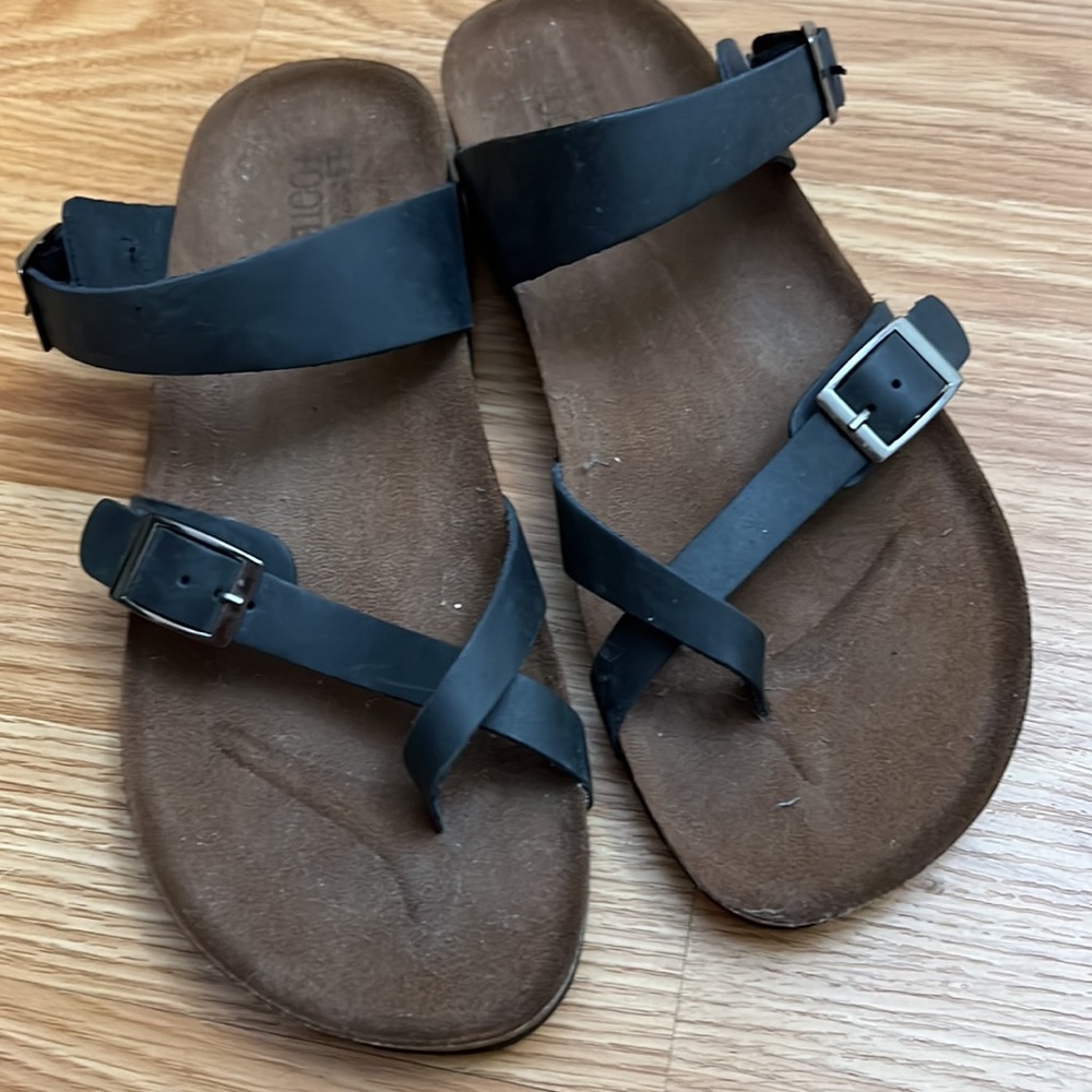 002 White Mountain GRACIE Footbeds Black Leather Sandals. Size 11M - Picture 6 of 7